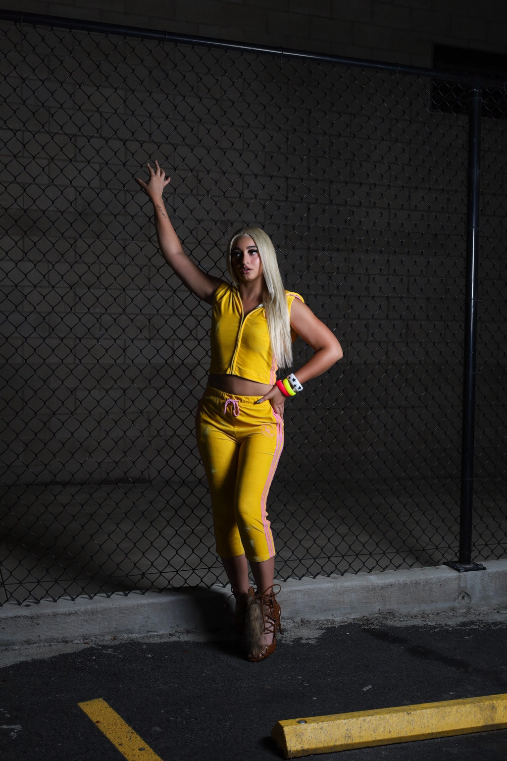 GOLDENHOUR yellow and pink velour set